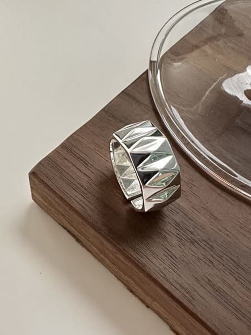 Diamond Ring 925 Sterling Silver Geometric Minimalist Band Ring