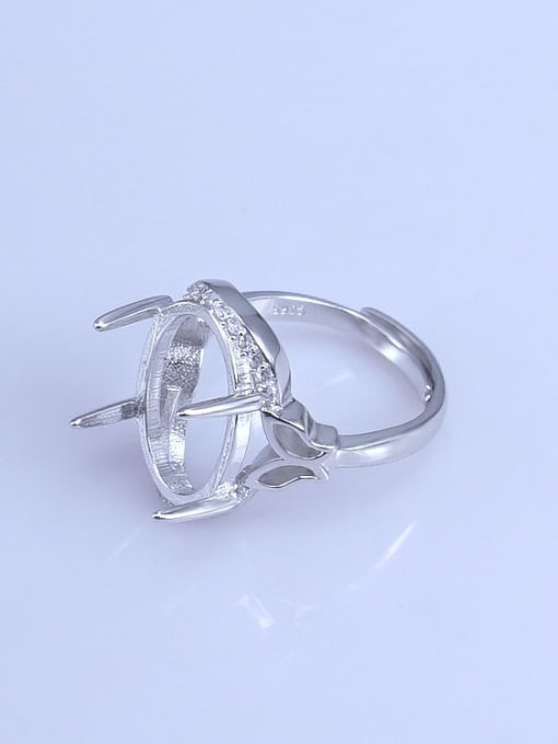 Supply 925 Sterling Silver 18K White Gold Plated Geometric Ring Setting Stone size: 9*11 11*13 12*15 13*18 15*20MM 1