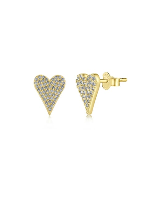 Golden+ White DY1D0322 925 Sterling Silver Cubic Zirconia Heart Dainty Cluster Earring
