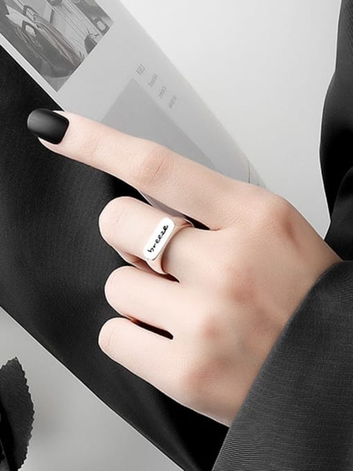 PNJ-Silver 925 Sterling Silver Geometric Letter Minimalist Band Ring 1