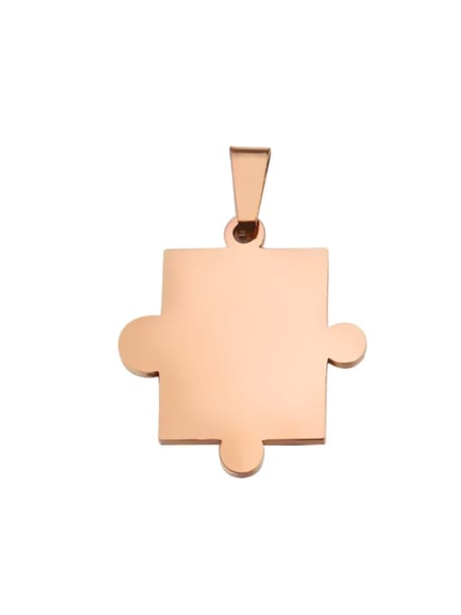 Rose Gold 2 Stainless Steel Glossy Couple Cube Puzzle Pendant