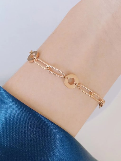 Rose gold bracelet Titanium Steel Geometric Chain Minimalist Link Bracelet