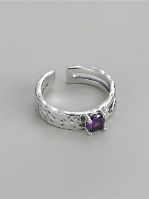 purple 925 Sterling Silver Cubic Zirconia Geometric Trend Band Ring