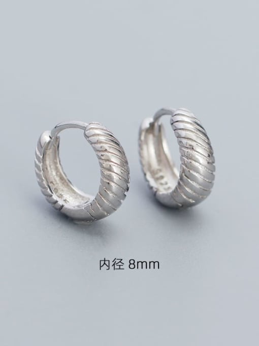 8mm (Platinum) 925 Sterling Silver Geometric Minimalist Huggie Earring