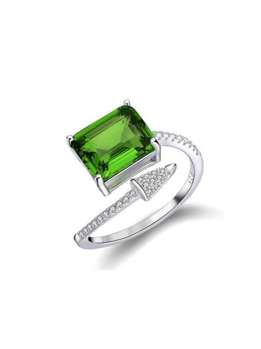 blackish green 925 Sterling Silver High Carbon Diamond Geometric Dainty Band Ring
