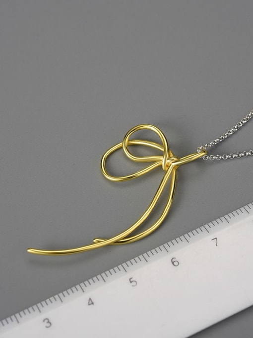 LOLUS 925 Sterling Silver creative line design simple bow Minimalist Pendant 3