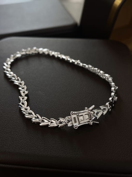 A&T Jewelry 925 Sterling Silver High Carbon Diamond Wheatear Dainty Bracelet