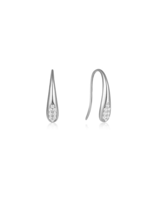 YUANFAN 925 Sterling Silver Cubic Zirconia Geometric Minimalist Hook Earring 3