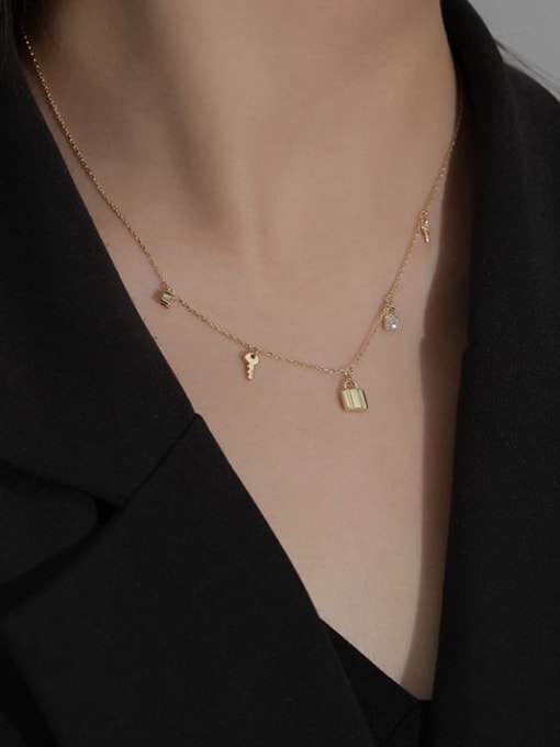 A2131 Gold Necklace 925 Sterling Silver Geometric Minimalist Necklace
