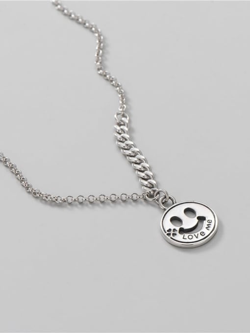 Smiling face Necklace 925 Sterling Silver Round Minimalist Necklace