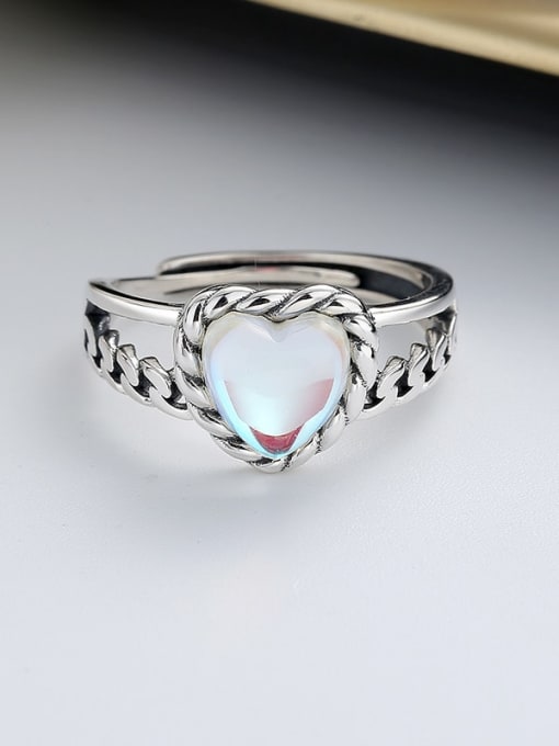 TAIS 925 Sterling Silver Cubic Zirconia Heart Vintage Ring 2