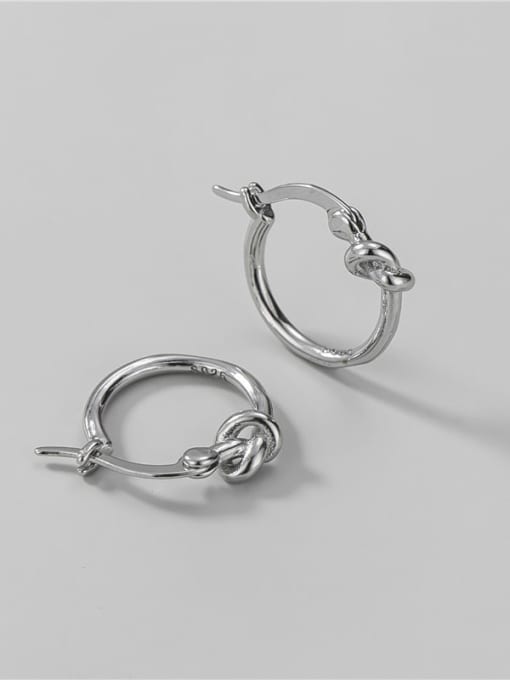 Knotted Earrings Silver 925 Sterling Silver Round Knot Minimalist Huggie Earring