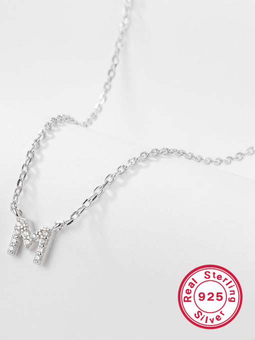 M Letter 925 Sterling Silver Letter Initials Necklace