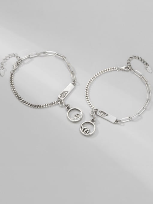 A pair of vows 925 Sterling Silver Geometric Minimalist Link Bracelet