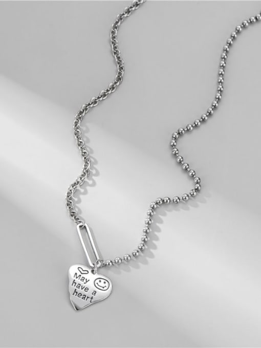 ARTTI 925 Sterling Silver Bead Chain  Vintage Heart  Letter Pendant Necklace 2