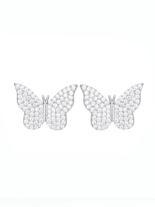 A&T Jewelry 925 Sterling Silver Cubic Zirconia Butterfly Luxury Cluster Earring 0