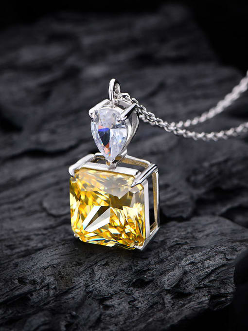 Goose yellow diamond 925 Sterling Silver High Carbon Diamond Geometric Luxury Necklace