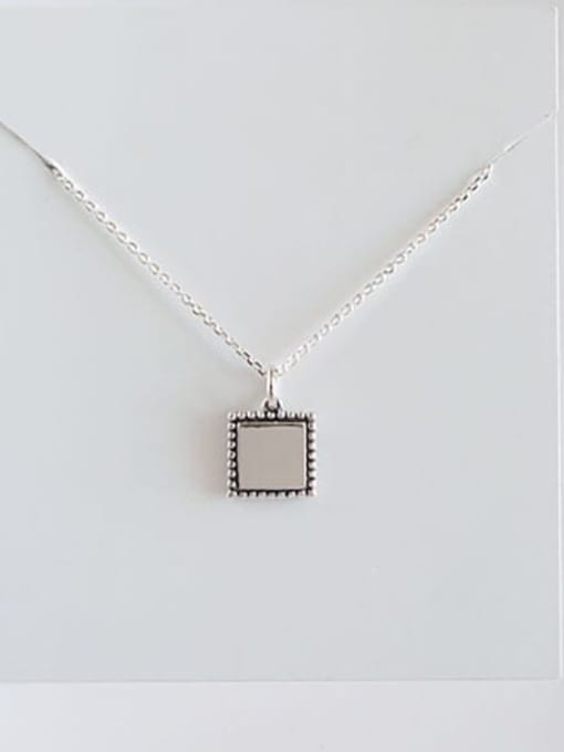 Yhn056 square 925 Sterling Silver Geometric Minimalist Necklace