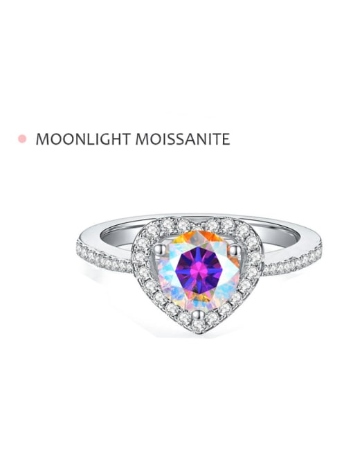 2.0 Ct  (Moonlight Mosan Diamond) 925 Sterling Silver Moissanite Heart Dainty Band Ring