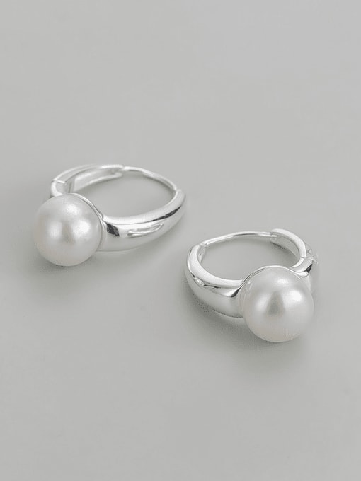 Pearl Earring Silver 925 Sterling Silver Imitation Pearl Geometric Minimalist Ear Cuff Earring