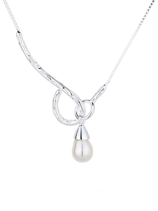 471LM4.7g 925 Sterling Silver Freshwater Pearl Water Drop Dainty Necklace
