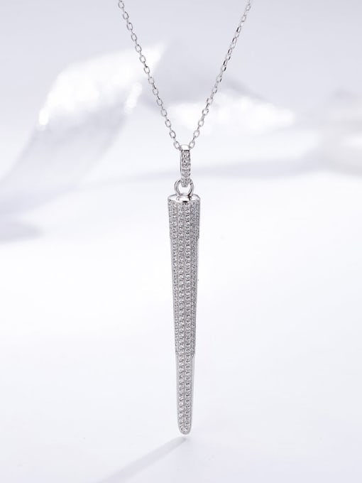 A&T Jewelry 925 Sterling Silver Cubic Zirconia Cone Luxury Necklace 1