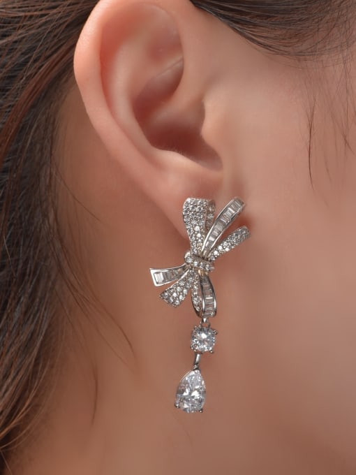 A&T Jewelry 925 Sterling Silver High Carbon Diamond Butterfly Luxury Cluster Earring 1
