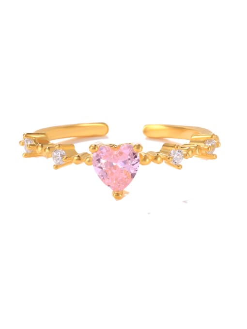 Gold Style 3 925 Sterling Silver Cubic Zirconia Heart Dainty Band Ring