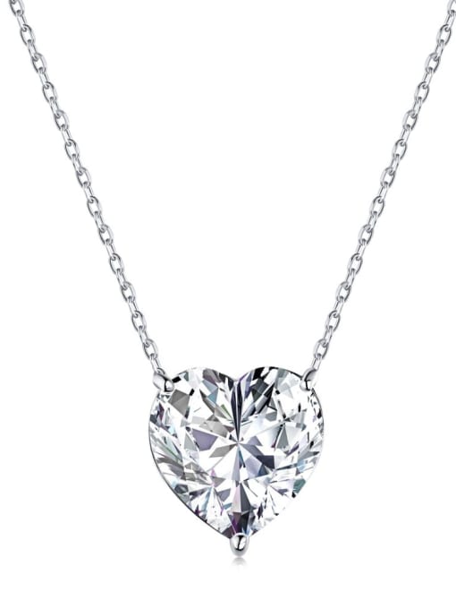 DY190085 S W WH 925 Sterling Silver Cubic Zirconia Heart Minimalist Necklace