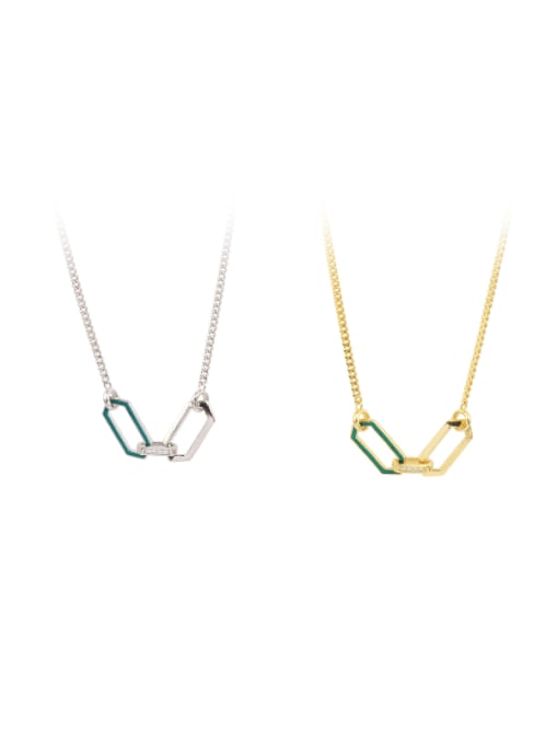 Jewel-Silver 925 Sterling Silver Cubic Zirconia Geometric Minimalist Necklace 0