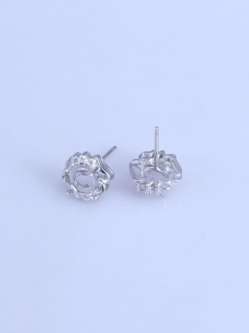 Supply 925 Sterling Silver 18K White Gold Plated Geometric Earring Setting Stone size: 6*6mm 2