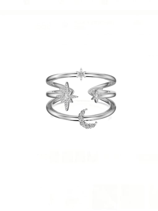 DY120961 S W WH 925 Sterling Silver Cubic Zirconia Star Minimalist Stackable Ring