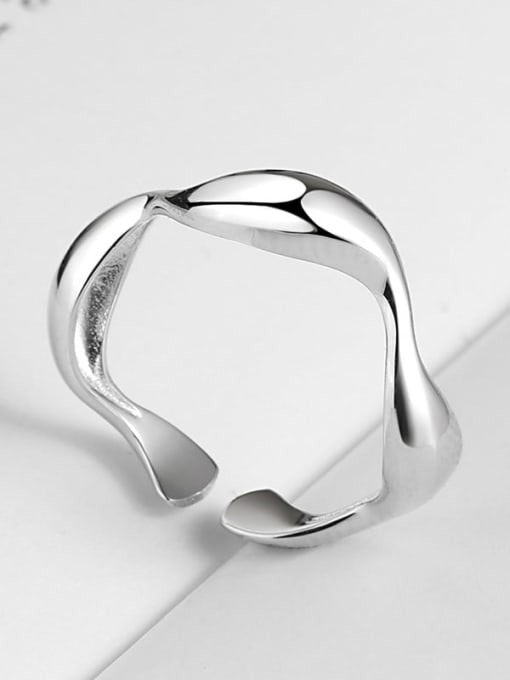 silver 925 Sterling Silver Minimalist Irregular Band Ring