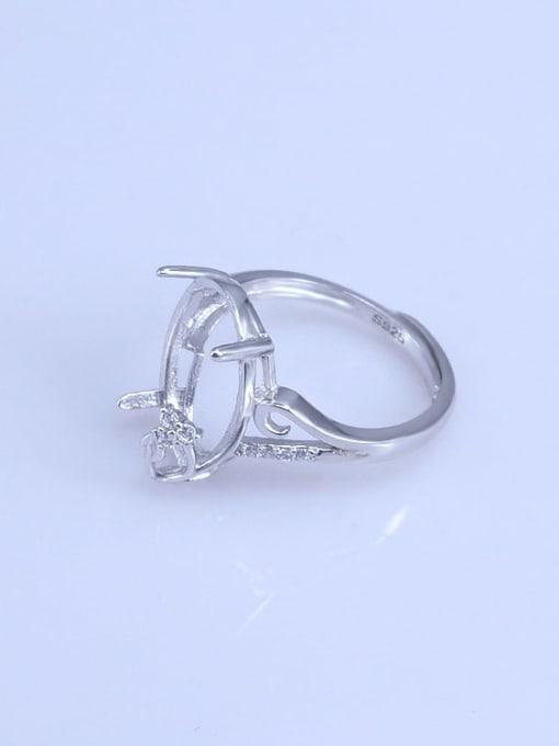 Supply 925 Sterling Silver 18K White Gold Plated Geometric Ring Setting Stone size: 10*12 12*16 13*18MM 1