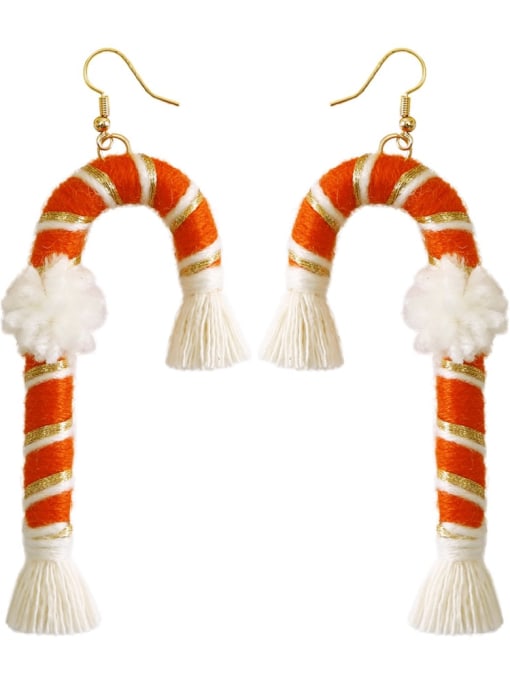 Orange e68847 Multi Color Cotton thread Crutch Ethnic Pure handmade Weave Earring