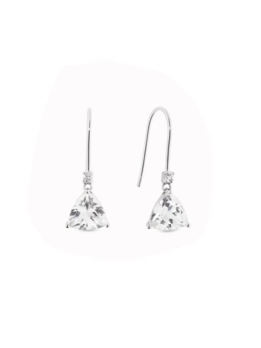 YUANFAN 925 Sterling Silver Cubic Zirconia Triangle Minimalist Hook Earring 1