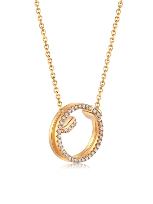 Champagne gold 925 Sterling Silver Cubic Zirconia Geometric Minimalist Necklace