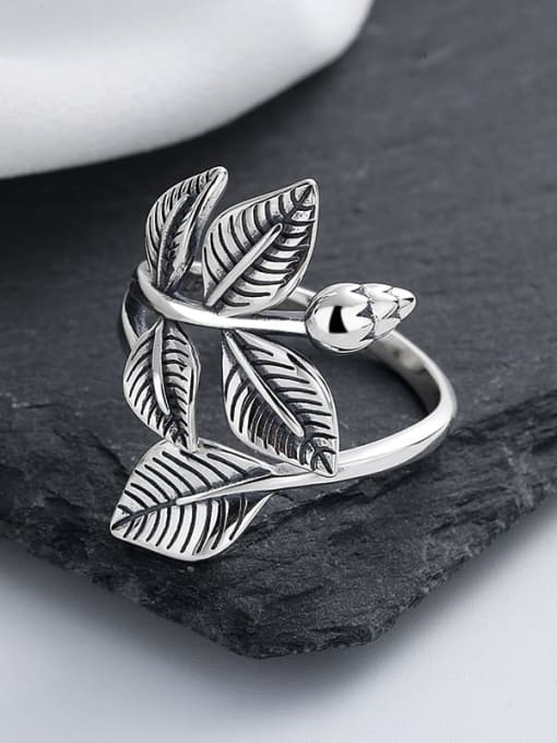 TAIS 925 Sterling Silver Flower Leaf Vintage Band Ring 3