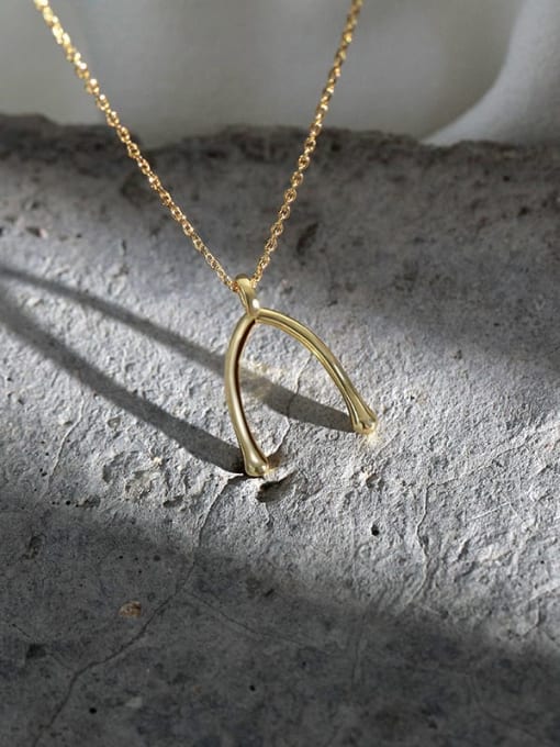 A049A Gold 925 Sterling Silver Geometric Minimalist Necklace