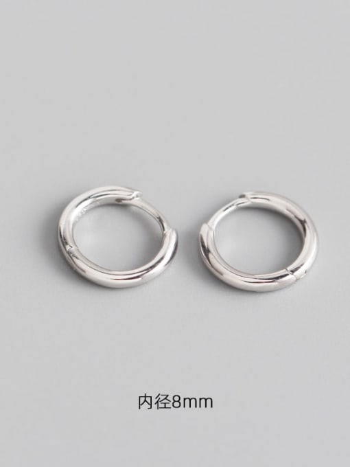 3#8mm platinum 925 Sterling Silver Geometric Minimalist Huggie Earring