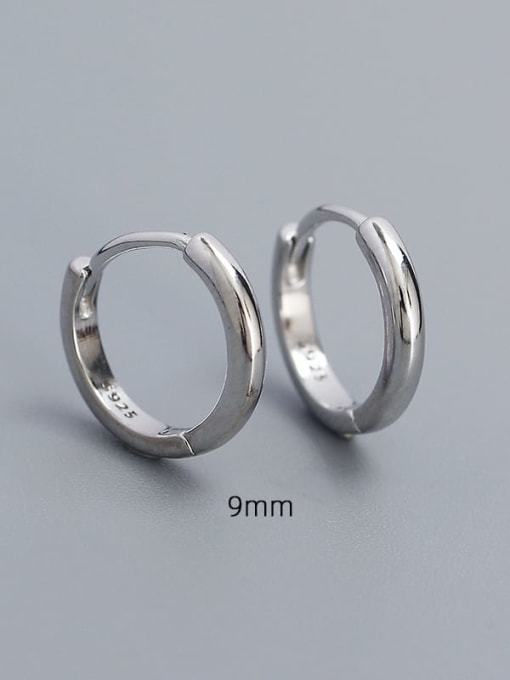9mm Platinum 925 Sterling Silver Geometric Minimalist Huggie Earring