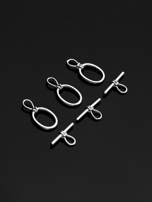 S925 Silver (1 set) S925 plain silver bracelet connection buckle simple OT buckle diy jewelry accessories S0564