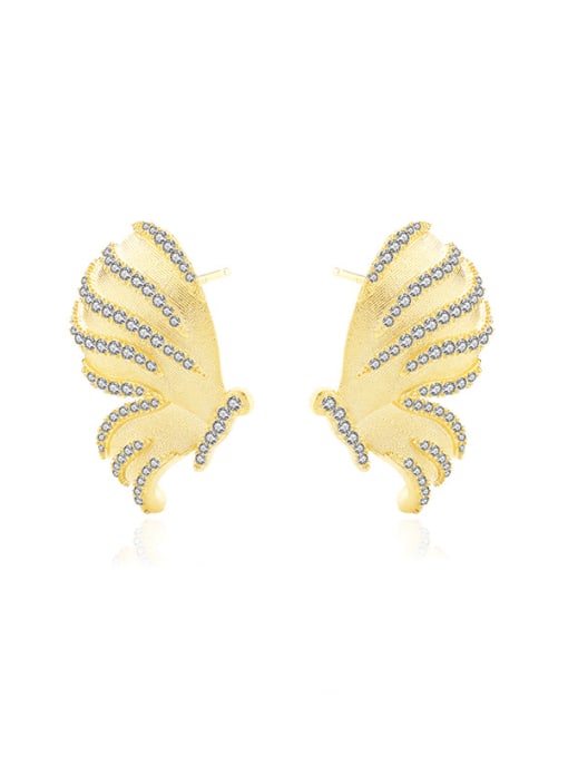 YUANFAN 925 Sterling Silver Cubic Zirconia Butterfly Trend Stud Earring 0