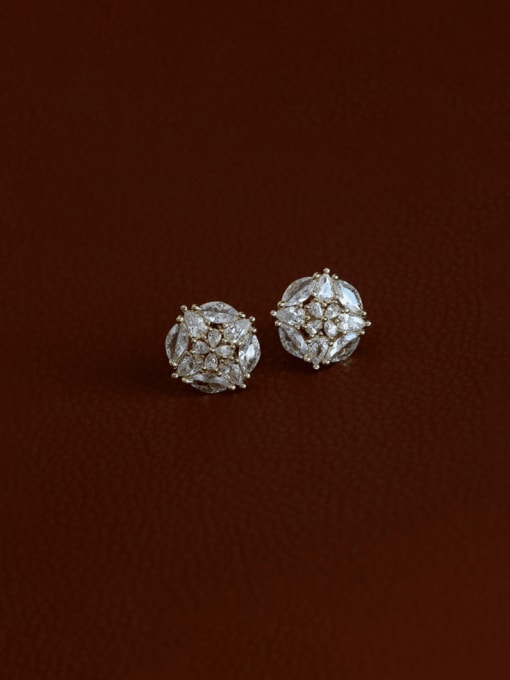 ZEMI 925 Sterling Silver Cubic Zirconia Flower Dainty Stud Earring