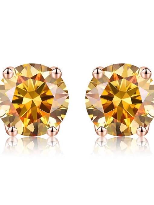 Rose gold (Golden Yellow) 925 Sterling Silver Moissanite Geometric Dainty Stud Earring