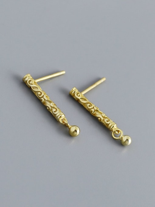 golden 925 Sterling Silver Geometric Minimalist Drop Earring