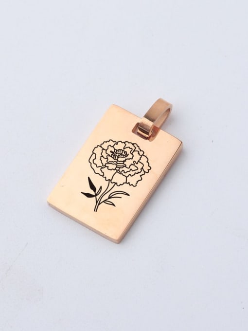 Little rose gold 2 209 Stainless Steel Laser Lettering Flower Single Hole Diy Jewelry Accessories