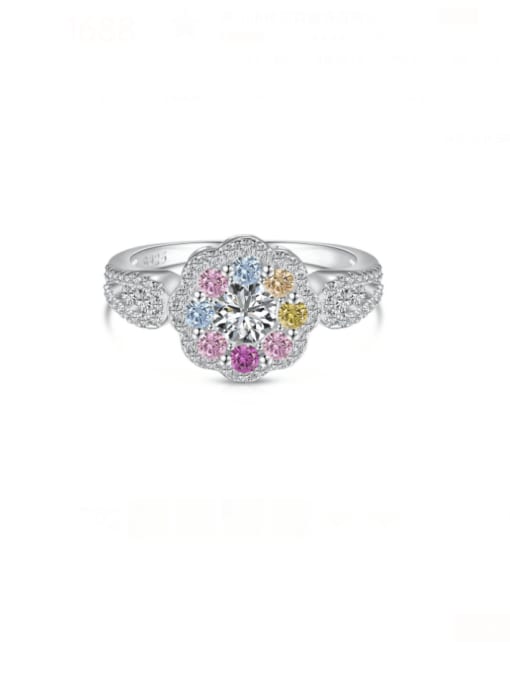 STL-Silver Jewelry 925 Sterling Silver Cubic Zirconia Flower Dainty Band Ring 0
