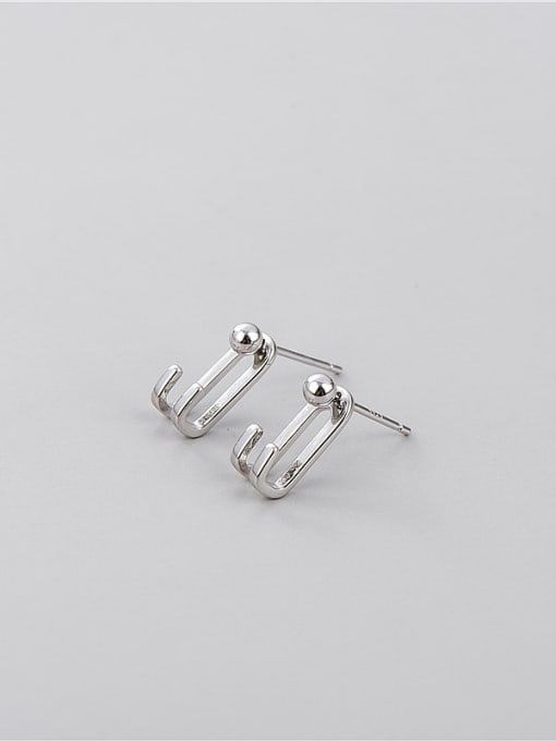 Bead Hook Earrings 925 Sterling Silver Irregular Minimalist Stud Earring