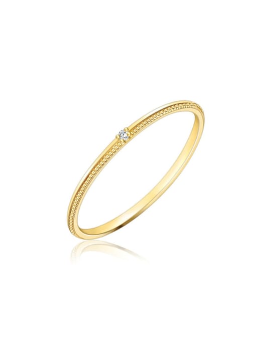 golden 925 Sterling Silver Cubic Zirconia Round Dainty Band Ring